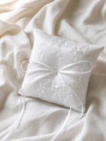 Ivory Floral Embroidered Ring Bearer Pillow