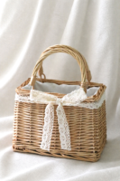 Pearl Handle Flower Girl Basket for Wedding Aisle Photos