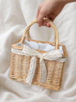 Pearl Handle Flower Girl Basket for Wedding Aisle Photos