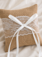 Burlap Ring Bearer Pillow with Lace