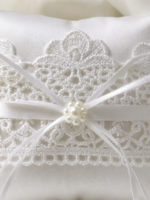 Ivory Lace Pearl Ring Bearer Pillow for Garden Weddings