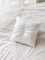Ivory Floral Embroidered Ring Bearer Pillow