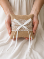 Burlap Ring Bearer Pillow with Lace