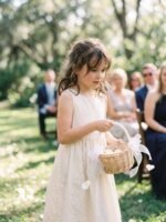 Pearl Beaded Handle Flower Girl Basket for Garden Weddings