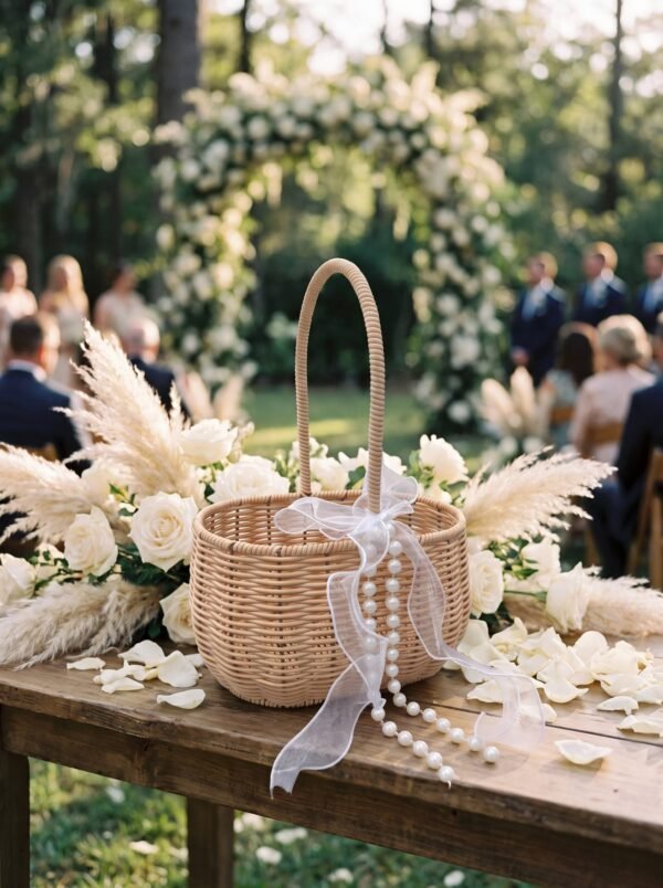 Pearl Handle Flower Girl Basket