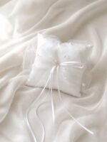 White Pearl Tulle Ring Bearer Pillow for Wedding Ceremonies