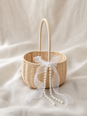Pearl Handle Flower Girl Basket