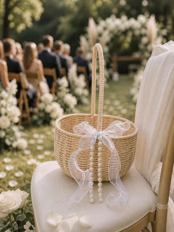 Pearl Handle Flower Girl Basket
